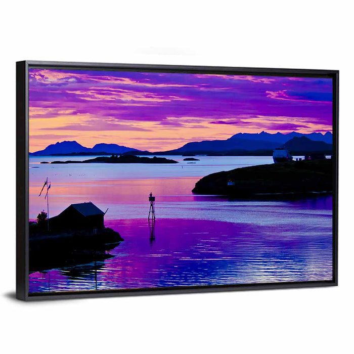 North Norway Summer Night Wall Art as a framed canvas