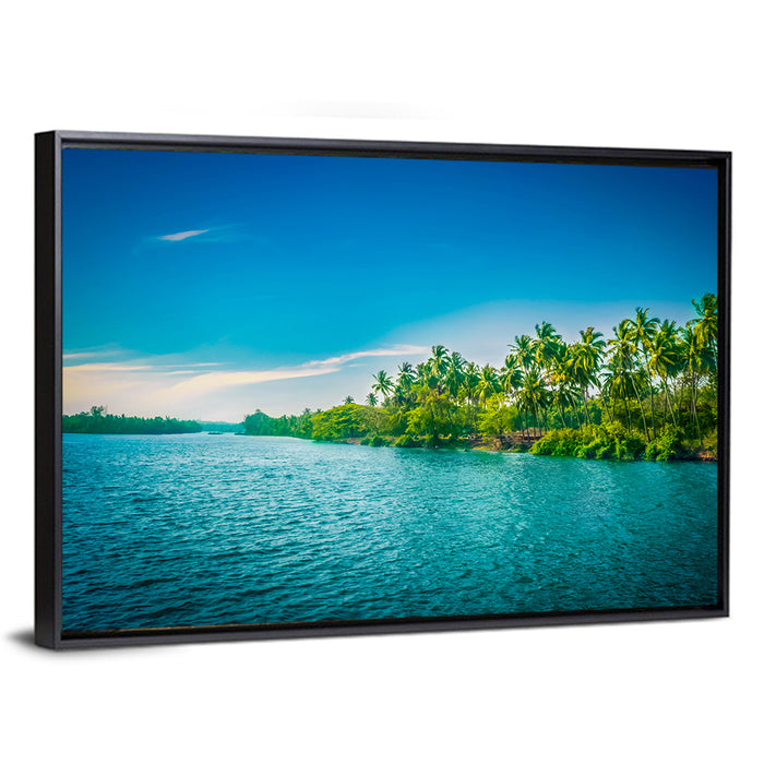 Tropical River in India Wall Art as a framed canvas