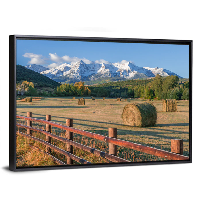 Colorado Hay Bales Wall Art as a framed canvas