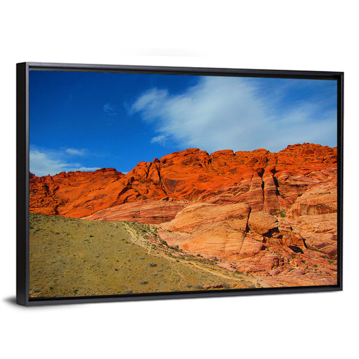 Red Rock Canyon Trail Wall Art as a framed canvas