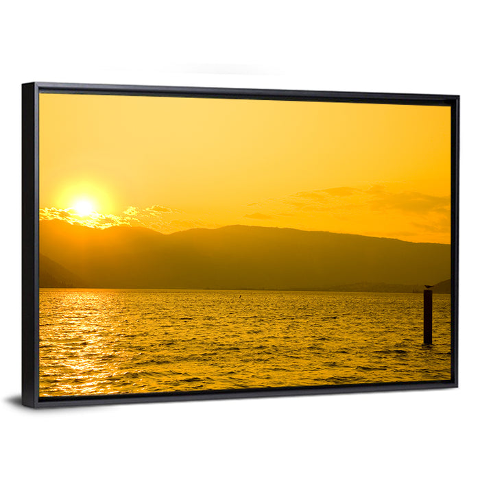 Lake Chelan Sunset Wall Art as a framed canvas