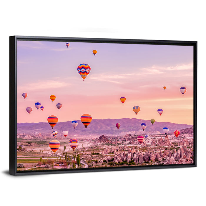 Cappadocia Hot Air Balloons Wall Art as a framed canvas