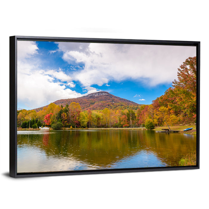Yonah Mountain Autumn Reflection Wall Art as a framed canvas