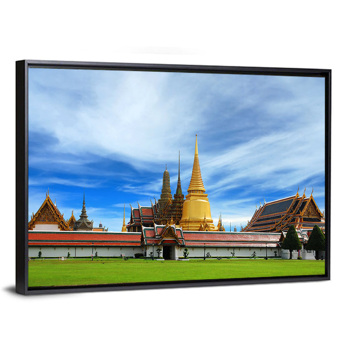 Golden Stupa at Wat Phra Kaew Wall Art as a framed canvas