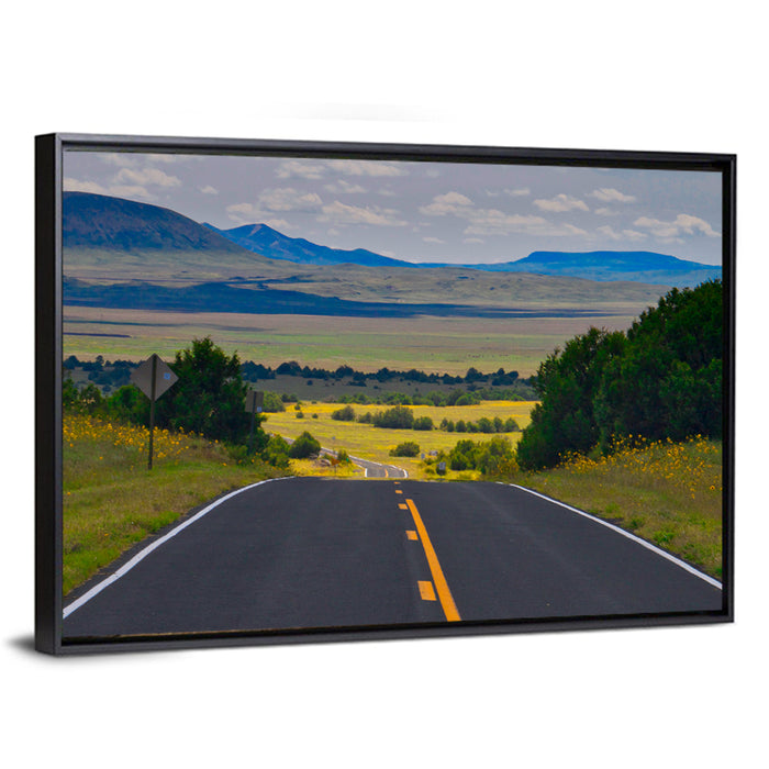 New Mexico Highway Wall Art as a framed canvas