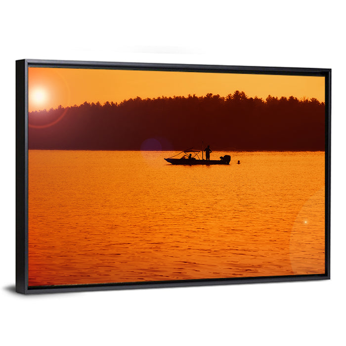 Lake James Sunset Wall Art as a framed canvas