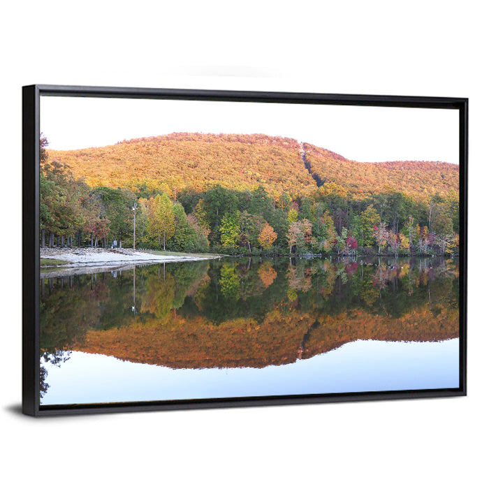 Cheaha State Park Lake Reflection Wall Art as a framed canvas