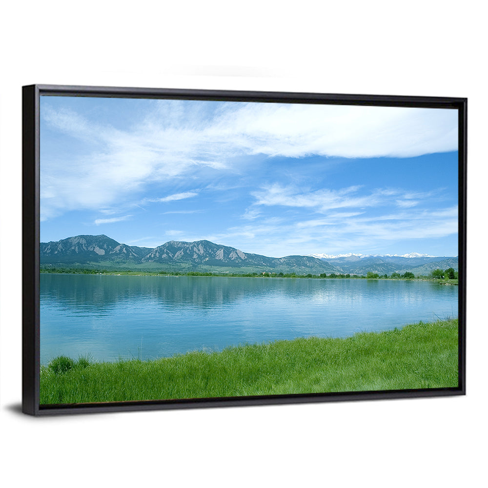 Boulder Reservoir and Flatirons Wall Art, framed canvas, landscape