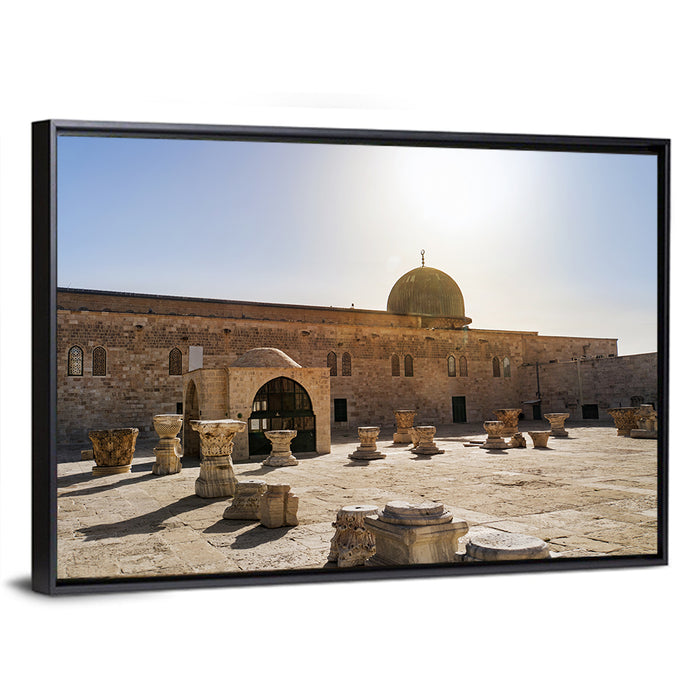 Al-aqsa Mosque Courtyard Wall Art as a framed canvas