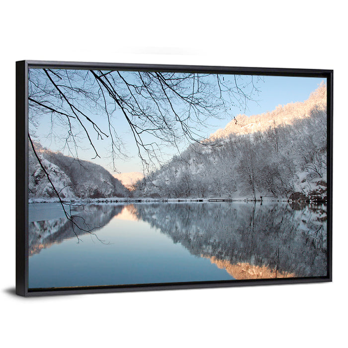 Kozjak Lake Wall Art as a framed canvas