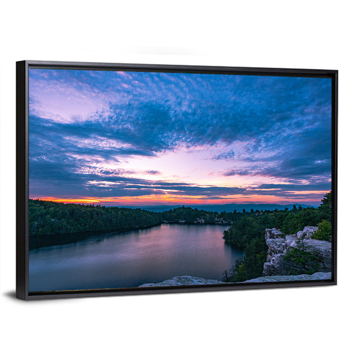 Lake Minnewaska Sunset Wall Art as a framed canvas