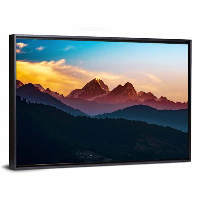 Helambu Mountain Range at Sunrise Wall Art as a framed canvas