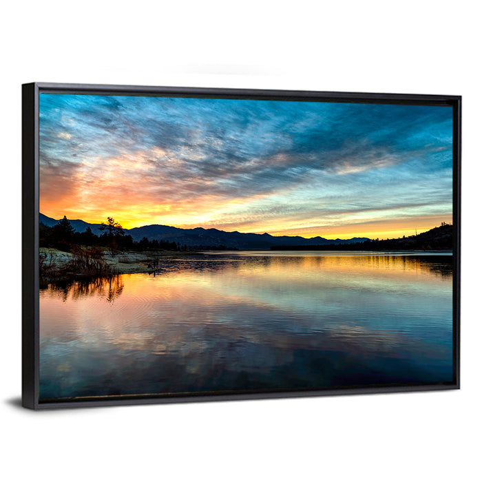 Lake Hemet Sunrise Reflection Wall Art as a framed canvas