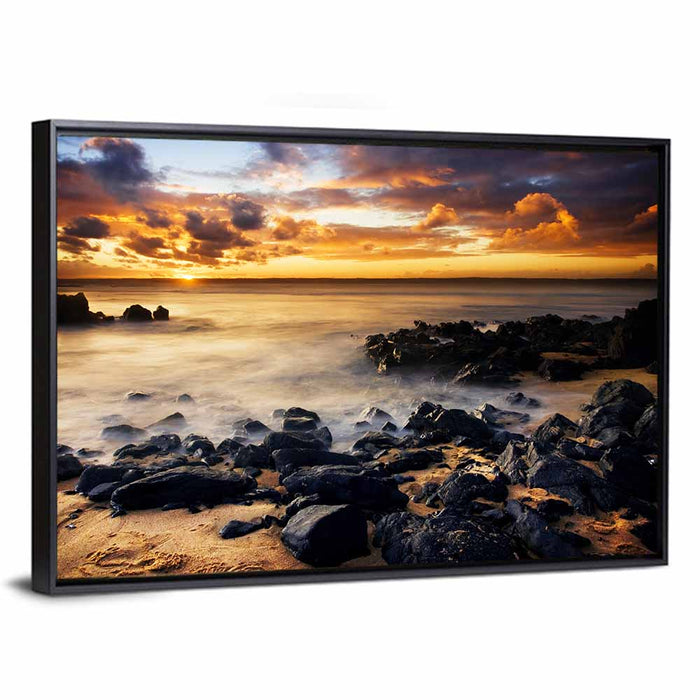 Phillip Island Sunset Silhouettes Wall Art as a framed canvas