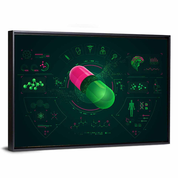 Pharmaceutical Analysis Interface Wall Art as a framed canvas