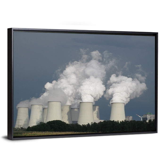 Cooling Towers at Coal Power Plant Wall Art as a framed canvas
