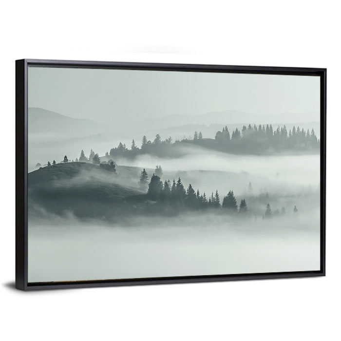 Carpathian Morning Mist Wall Art as a framed canvas