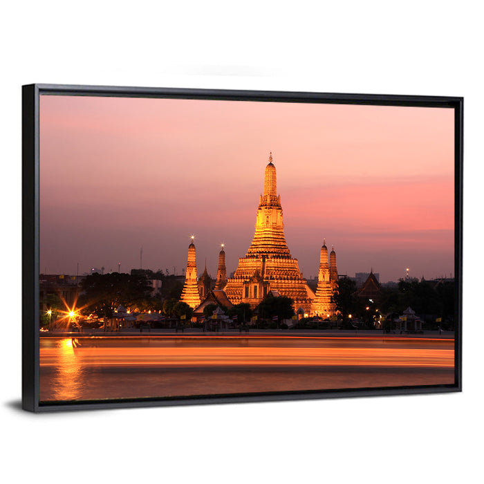 Wat Arun at Dusk Wall Art as a framed canvas