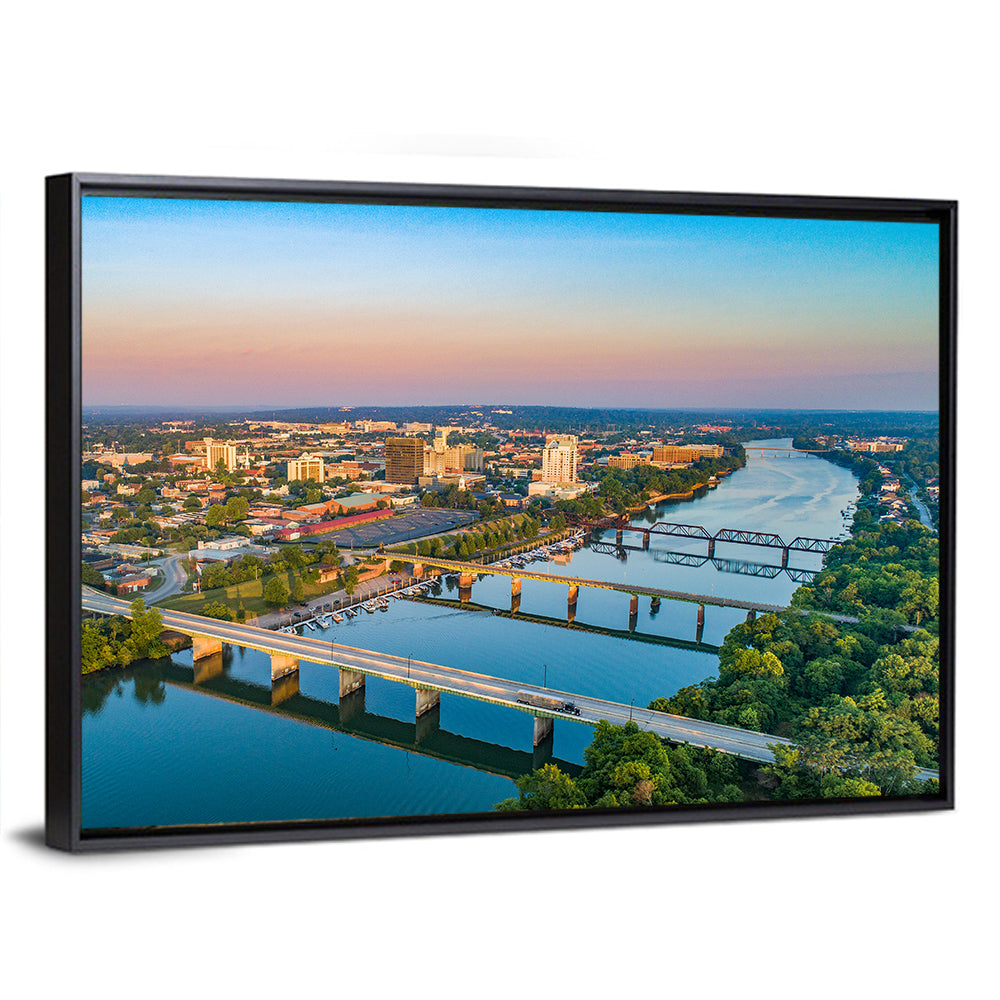 Augusta Savannah River Skyline Wall Art, framed canvas, landscape