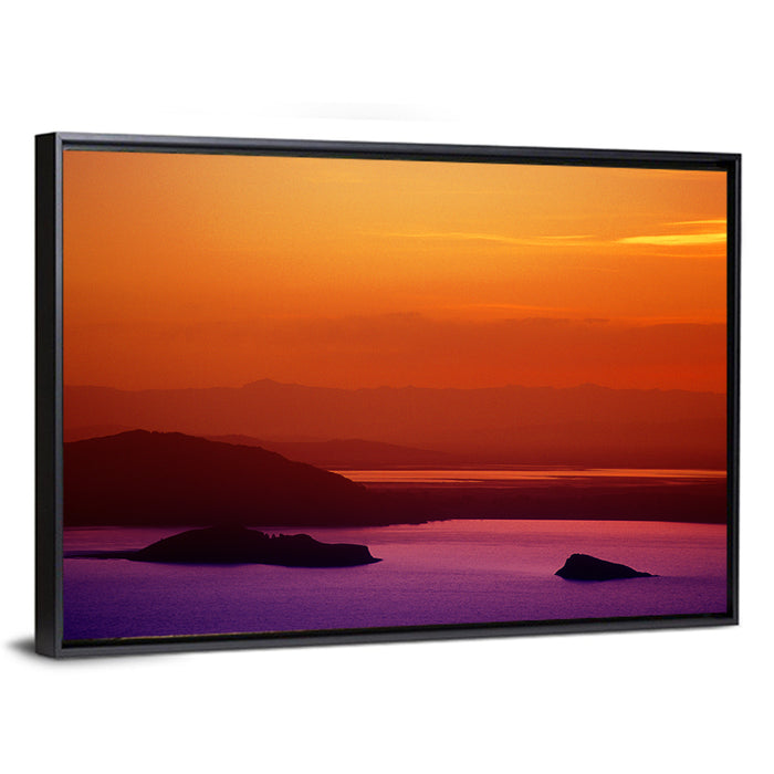 Lake Titicaca Sunset Wall Art as a framed canvas