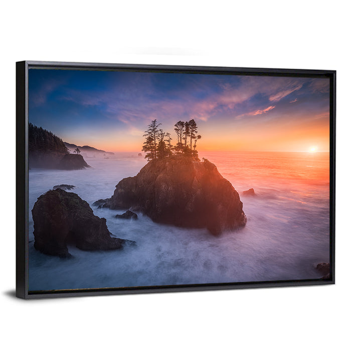 Secret Beach Sunset, Oregon Wall Art as a framed canvas