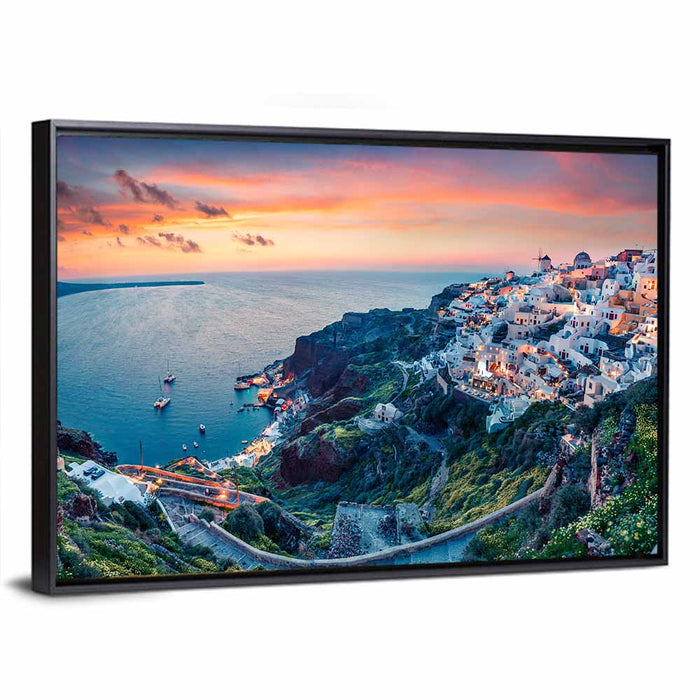 Oia Sunset, Santorini Wall Art as a framed canvas