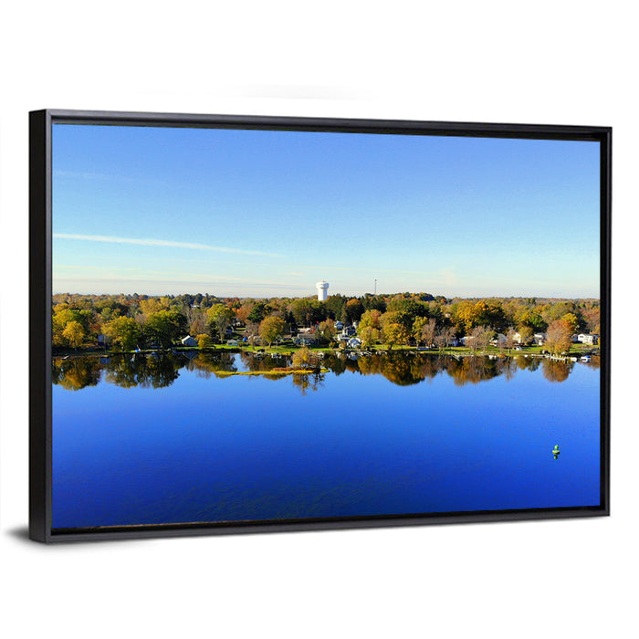 Oneida Lake Water Tower Wall Art as a framed canvas