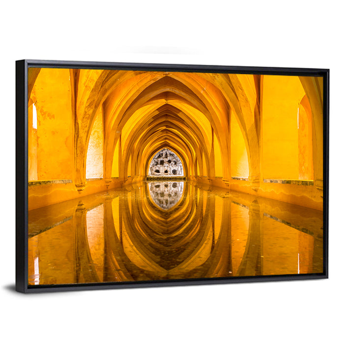 Royal Alcázar Bath Reflections Wall Art as a framed canvas
