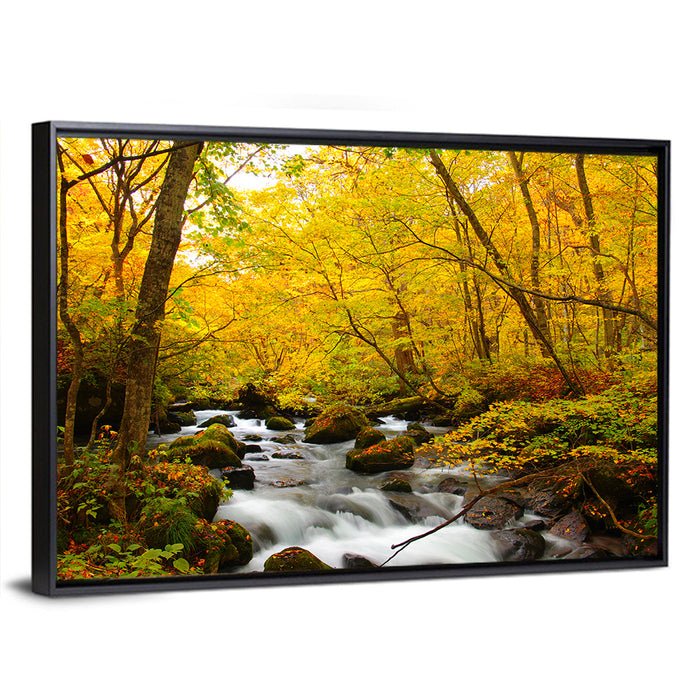 Oirase River Wall Art as a framed canvas