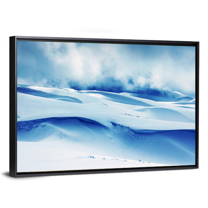 Wind-swept Snow Ridges Wall Art as a framed canvas