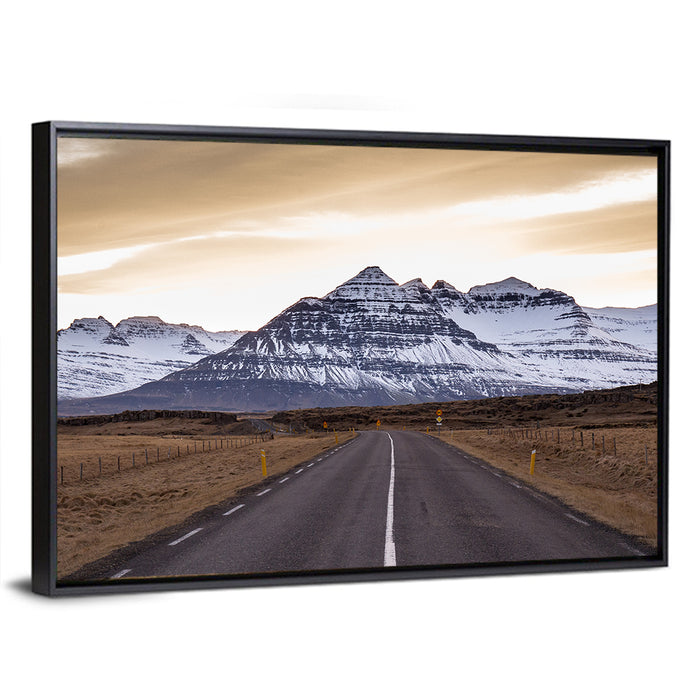 East Fjords Road at Dusk Wall Art as a framed canvas