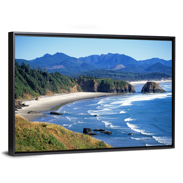 Ecola State Park Coastline Wall Art as a framed canvas