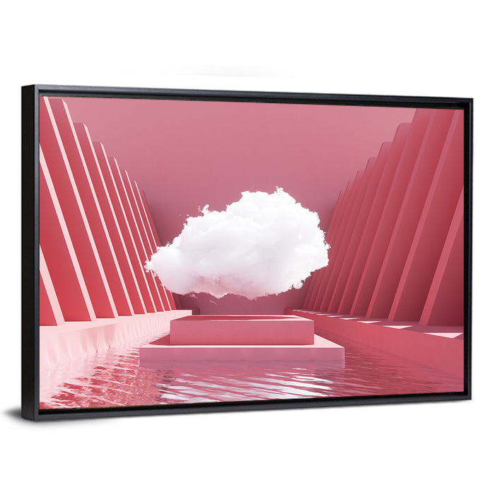 Pink Cloud Over Pool Wall Art as a framed canvas