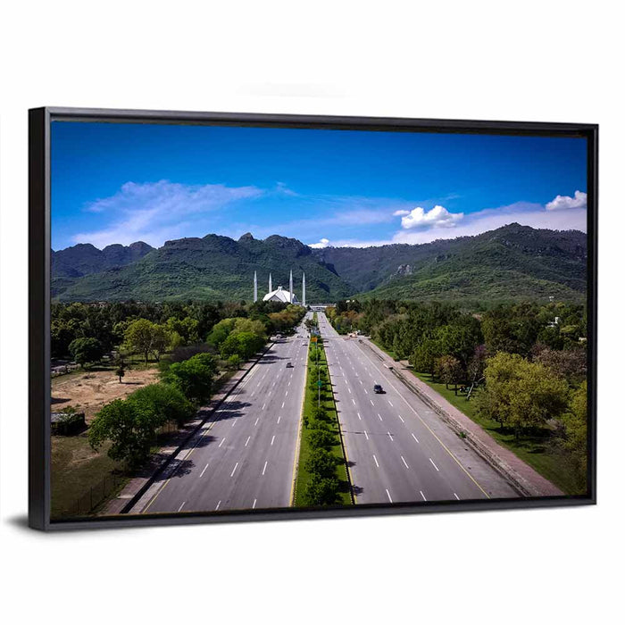 Faisal Mosque Islamabad Wall Art as a framed canvas