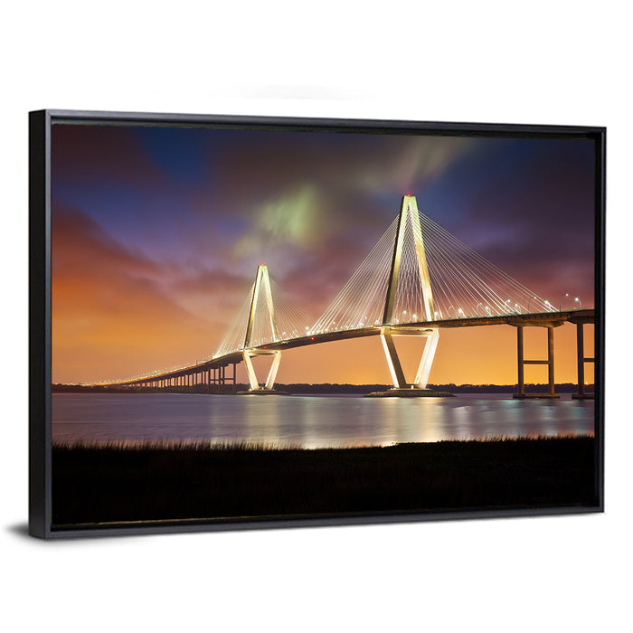 Arthur Ravenel Jr. Bridge at Dusk Wall Art as a framed canvas