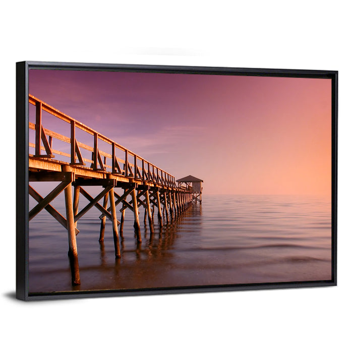 Gulf of Mexico Pier Wall Art as a framed canvas