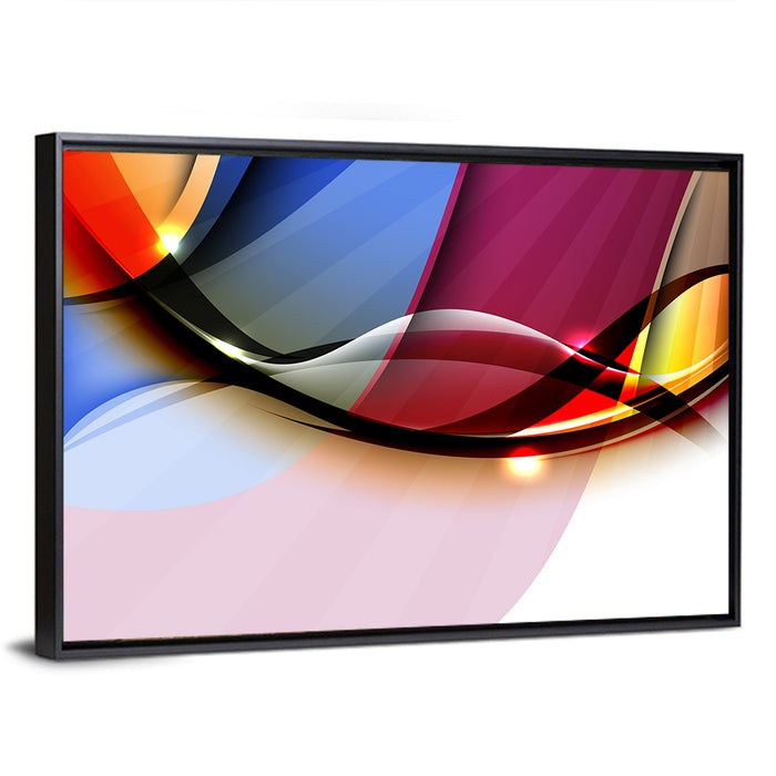Glowing Wave Abstraction Wall Art as a framed canvas