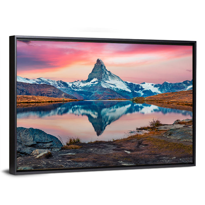 Matterhorn Reflection at Stellisee Wall Art as a framed canvas