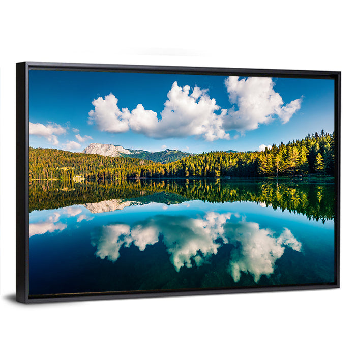 Crno Jezero Lake Wall Art as a framed canvas