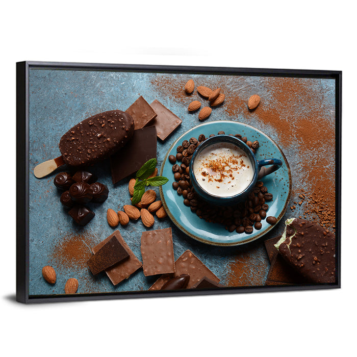 Coffee and Ice Cream Still Life Wall Art as a framed canvas