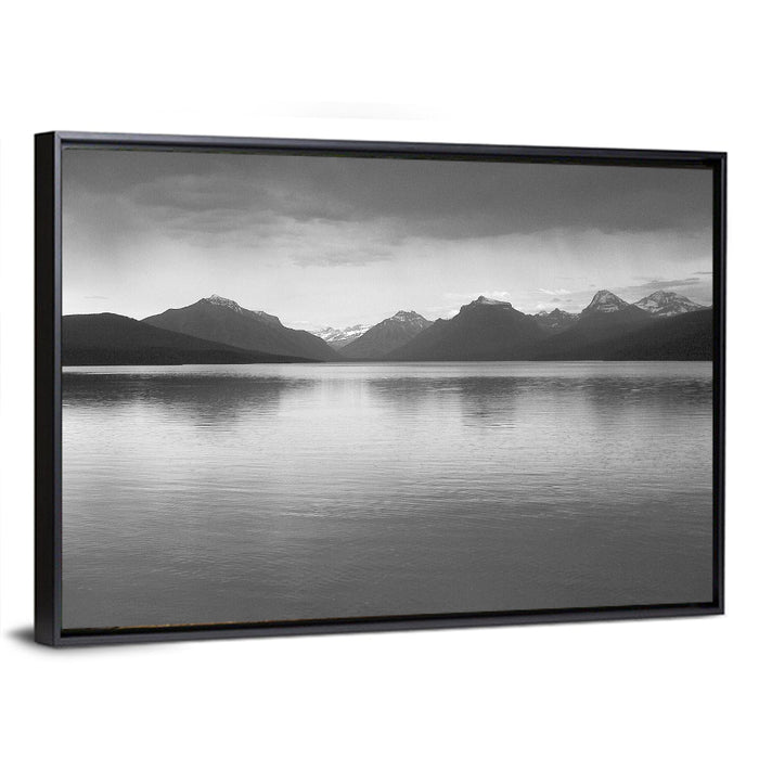 Lake Mcdonald Monochrome Reflection Wall Art as a framed canvas