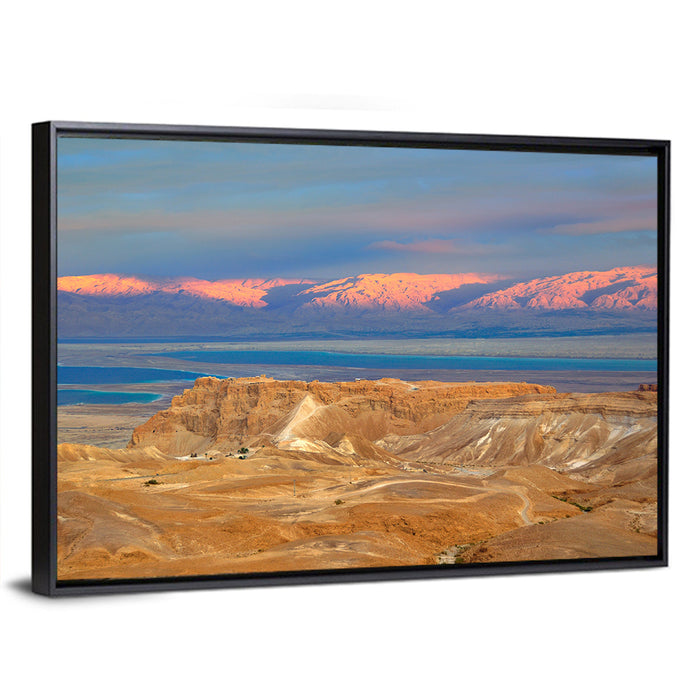 Masada Over the Dead Sea Wall Art as a framed canvas