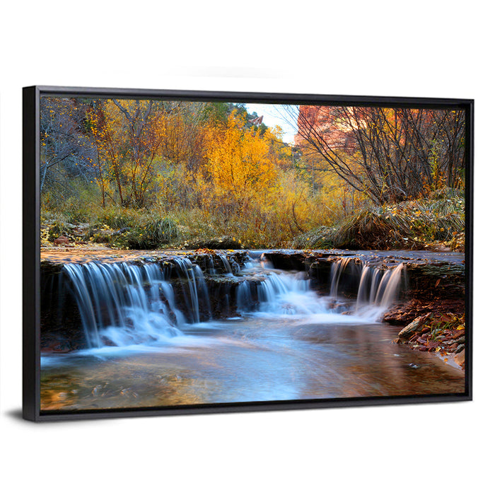 Autumn Stream at Zion Canyon Wall Art as a framed canvas