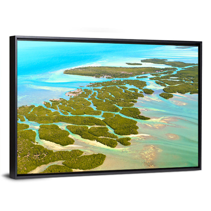 Florida Keys Mangrove Islands Wall Art as a framed canvas