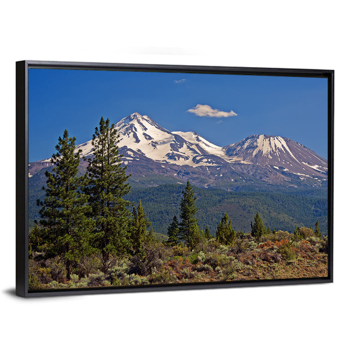 Mount Shasta Wall Art as a framed canvas
