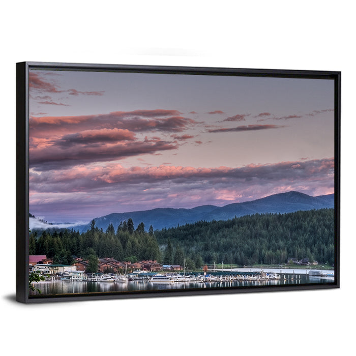 Lake Pend Oreille Twilight Reflection Wall Art as a framed canvas