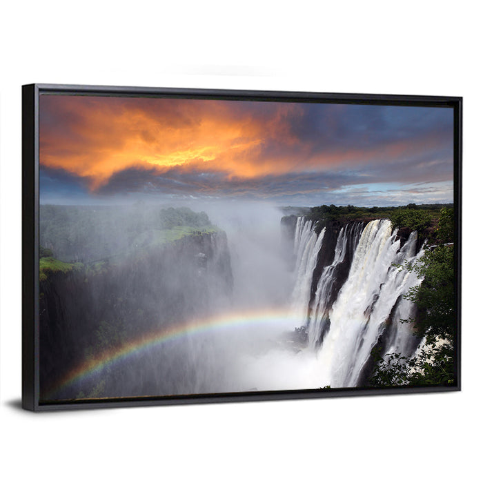 Victoria Falls Rainbow at Dusk Wall Art as a framed canvas