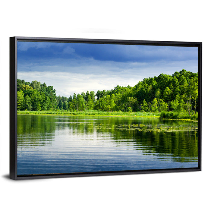 Mazury Forest Lake Wall Art as a framed canvas
