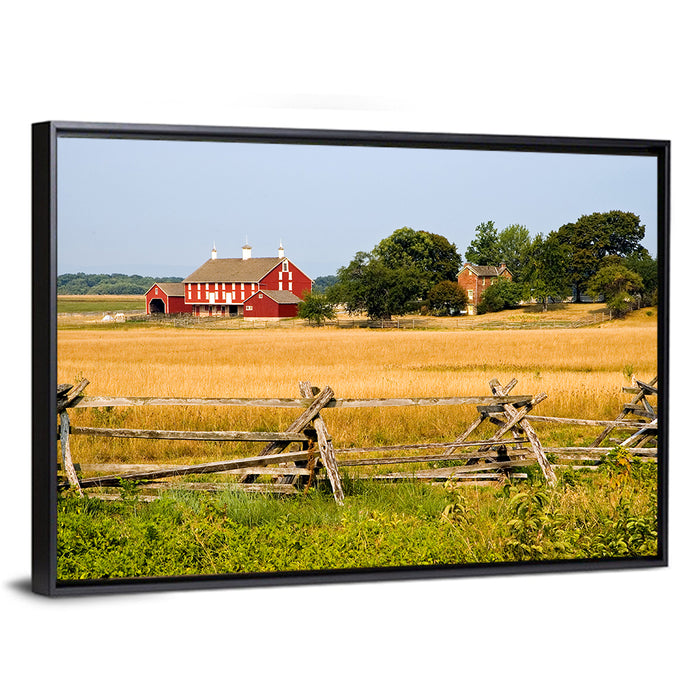 Gettysburg Farm Field Wall Art as a framed canvas