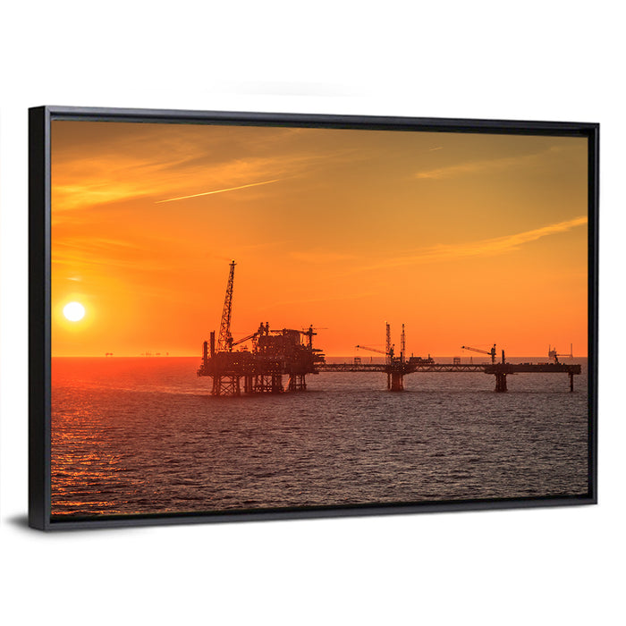 Denmark Oil Rig at Sunset Wall Art as a framed canvas